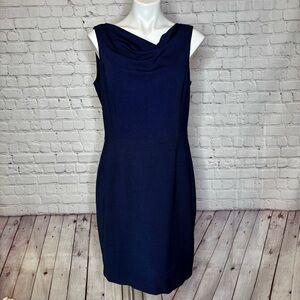 Brooks Brothers Navy Blue Cowl Neck Wool Blend Dress Size12